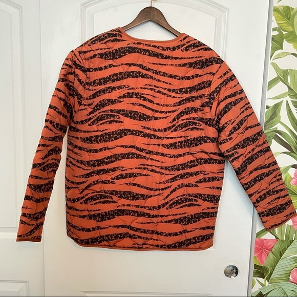 ANINE BING Elizabeth Quilted Tiger Jacket Brick M - Picture 10 of 10
